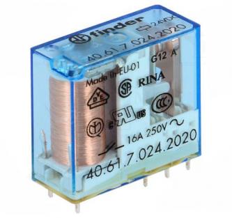 Miniature relay 1P 16A 24V DC, leakage rate RTII
